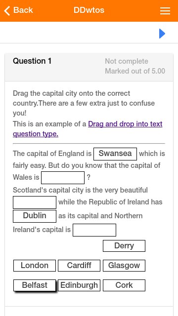 Drag & drop question in a quiz